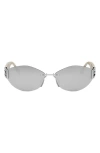 Fendi Baguette In Shiny Palladium/smoke Mirror