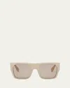 Fendi Baguette Acetate Round Sunglasses In Beige