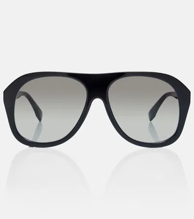 Fendi Baguette Aviator Sunglasses In Black