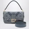 Fendi Baguette Bag In Embroidered Denim Coral Bandana Women