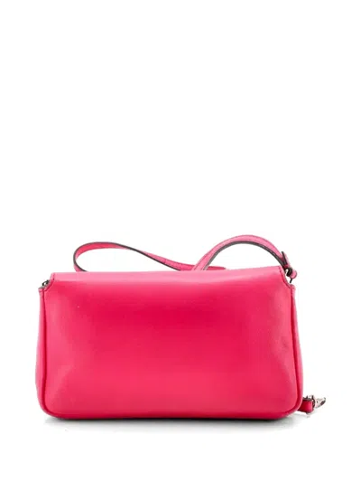Pre-owned Fendi Baguette Bag Leather Micro Crossbody Bag In Pink
