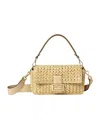 Fendi Viscose Fibre Crochet Medium Baguette Bag In Brown