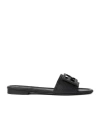 Fendi Flat Sole Open Toe Textured Strap Slides In Black