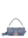 Fendi Embroidered Fringe Top Handle Shoulder Bag In Blue