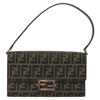 Pre-owned Fendi Baguette Brown Canvas Clutch Bag ()