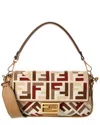 Fendi Baguette Canvas Shoulder Bag In Sand