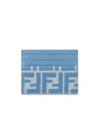 Fendi Baguette Card Holder In Bleu
