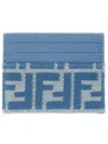 Fendi Blue Denim Cotton Card Holder