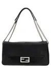Fendi Baguette Chain Large Shoulder Bag In Black