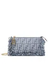 Fendi Baguette Chain Pouch In Jacquard Ff Denim Effect Blue
