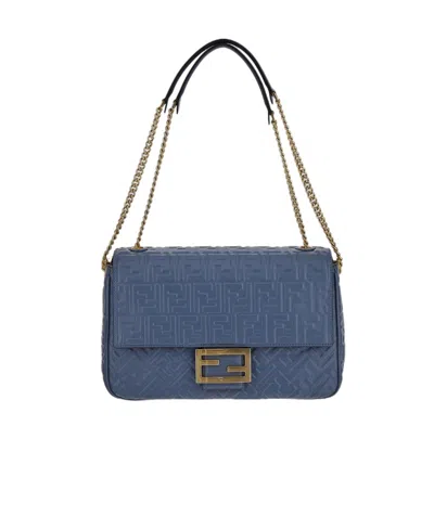 Fendi Baguette Chained Crossbody Bag In Blue