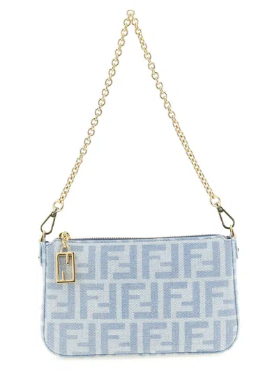 Fendi Baguette Clutch In Blue