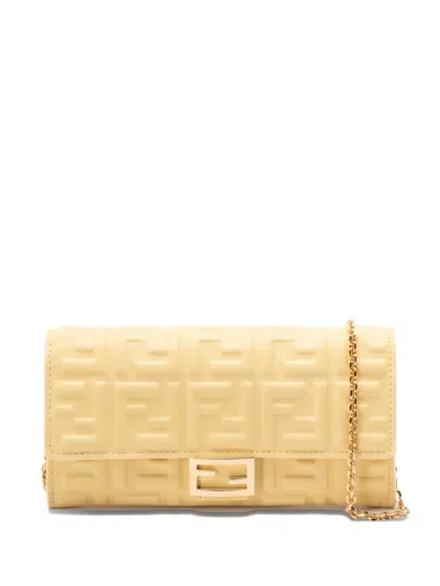 Fendi Baguette Continental Chain-strap Wallet In Yellow
