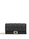 Fendi Baguette Continental Chain Wallet In Black