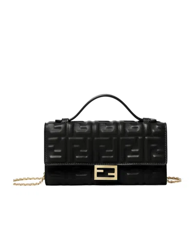 Fendi Baguette Continental Chained Wallet In Black