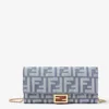 Fendi Denim-effect Ff Jacquard Uette Continental Wallet With Chain Bags