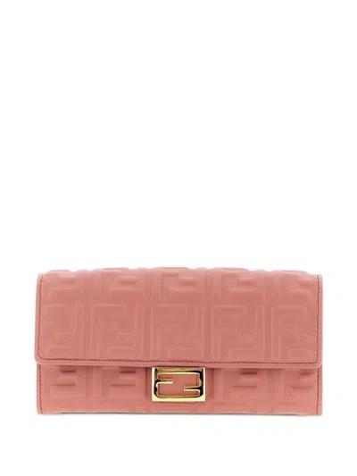 Fendi Baguette Continental Wallet In Pink