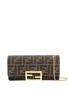 Fendi Baguette Continental Wallet With Chain In Brown