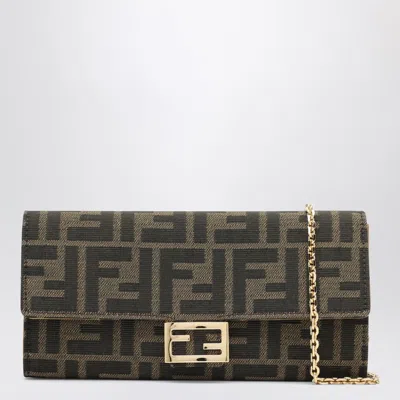 Fendi Baguette Continental Wallet With Chain Brown Women