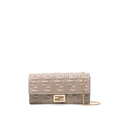 Fendi Baguette Continental Wallet-on-chain In Gray