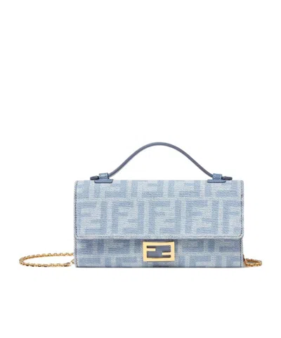 Fendi Baguette Continental With Chain In Purple