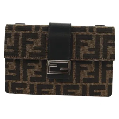 Pre-owned Fendi Baguette Convertible Belt Bag Zucca Canvas Black Canvas Bag ()