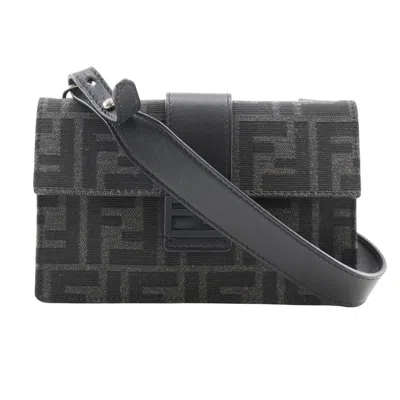 Pre-owned Fendi Baguette Convertible Belt Bag Zucca Canvas Black Canvas Shoulder Bag Bag ()