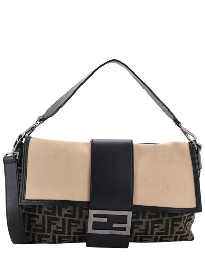 Fendi Baguette Convertible Belt Bag Zucca Canvas With Canvas And Leather Large  (authentic Pre-loved In Multi