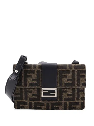 Pre-owned Fendi Baguette Convertible Pouch Zucca Canvas Belt Bag In Brown