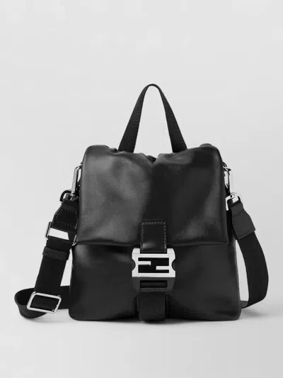 Fendi Baguette Crossbody Bag Adjustable Strap Handle In Black