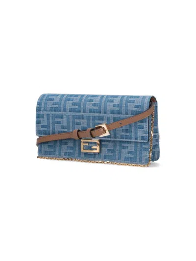 Fendi Baguette Crossbody Wallet In Blue