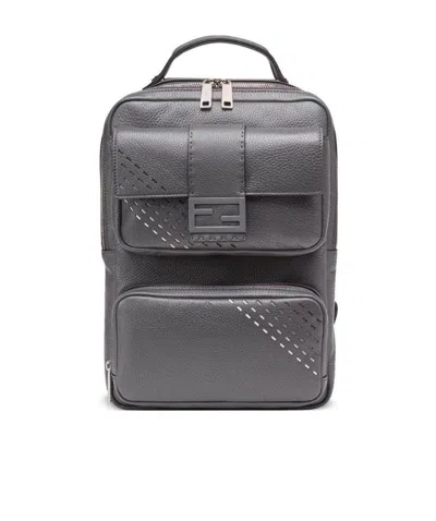 Fendi Baguette Cut Out Backpack In Gray