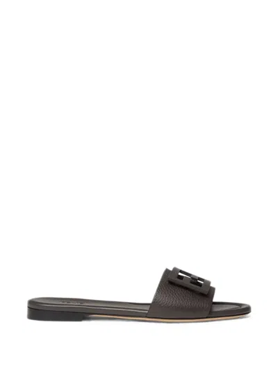 Fendi Baguette Dark Brown Leather Slides