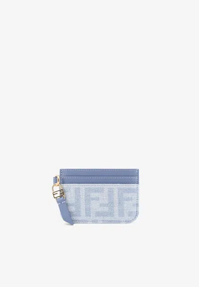 Fendi Baguette Denim Cardholder In Blue