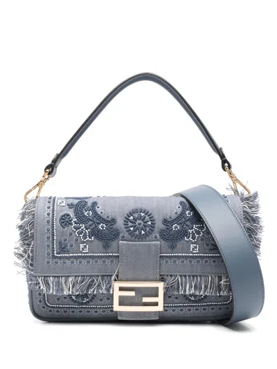 Fendi Baguette Denim Shoulder Bag