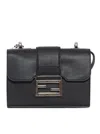 Fendi Baguette Double Leather Crossbody Bag In Black