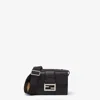Fendi Double Baguette Grained Leather Messenger Bag In Black