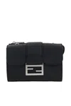Fendi Baguette Double Leather Crossbody Bag In Black