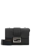 Fendi Baguette Double Leather Crossbody Bag In Black