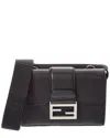 Fendi Baguette Double Leather Crossbody In Black