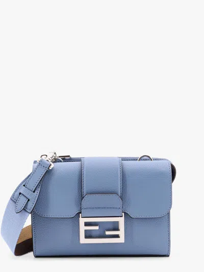 Fendi Baguette Double Leather Shoulder Bag In Blue