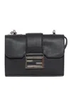Fendi Baguette Double Leather Crossbody Bag In Black