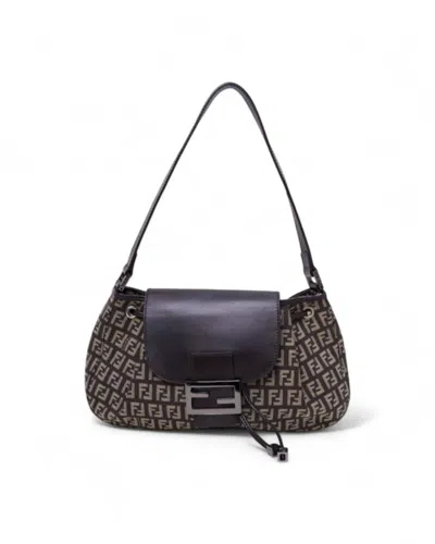 Fendi Baguette Drawstring Medium Ff Logomania Brown