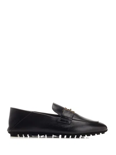 Fendi Baguette Driver Loafer With Ff Motif In Nero