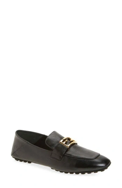 Fendi Baguette Folded Heel Leather Loafer In Black