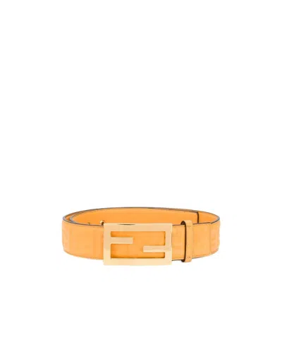Fendi Baguette Embossed Logo Belt In Orange