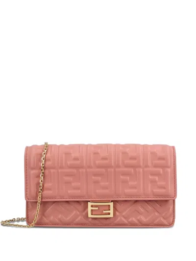 FENDI BAGUETTE EMBOSSED-LOGO LEATHER WALLET