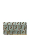 Fendi Women Baguette Wallet On Chain Ff Jacquard Fabric Shoulder Bag In Neutral