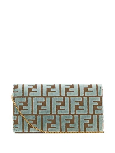 FENDI BAGUETTE EMBROIDERED CANVAS CLUTCH BAG