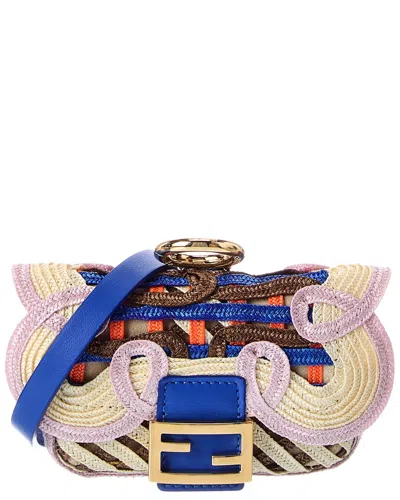 Fendi Baguette Embroidered Leather Bag Charm In Multi